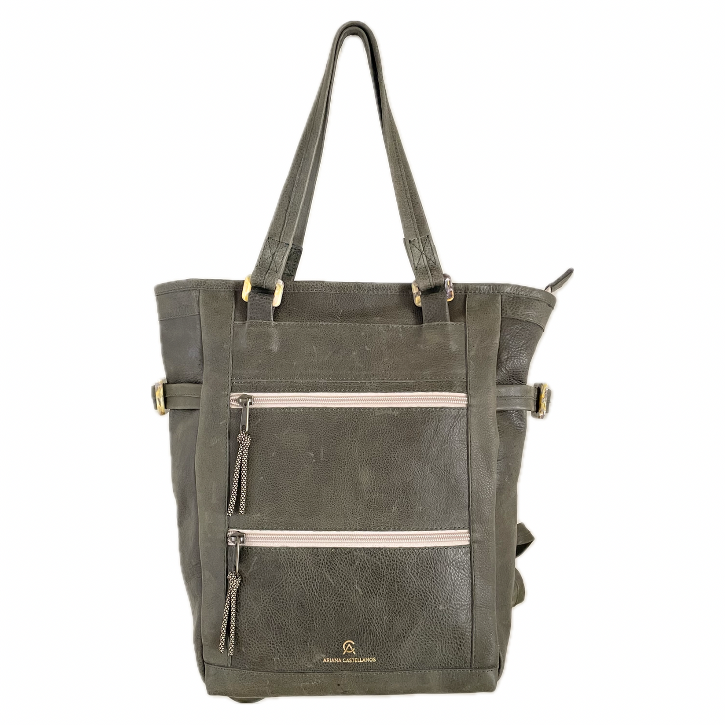 Ventura Olive Green Repurposed Leather Tote Backpack