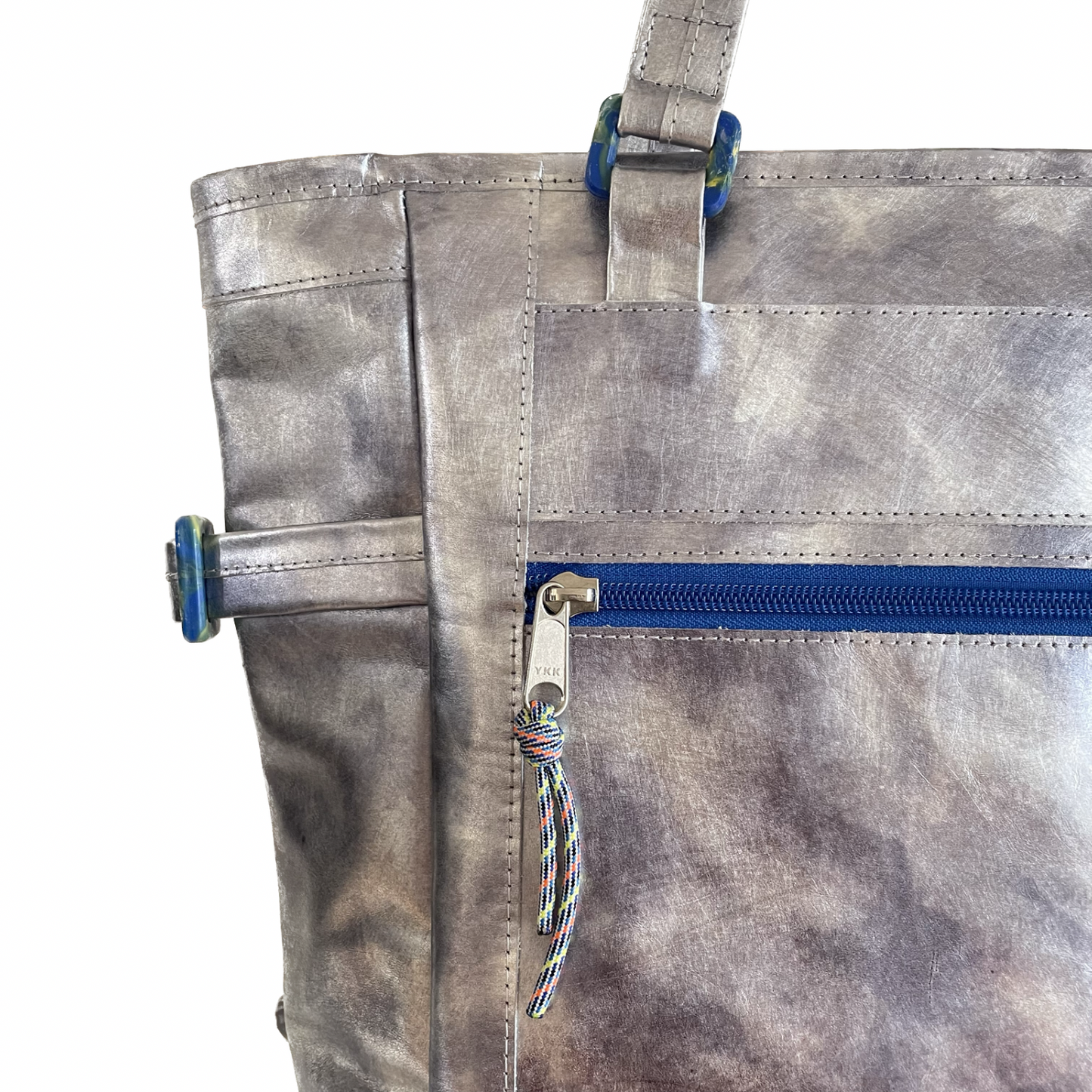 Space Odyssey Silver Repurposed Leather Tote Backpack